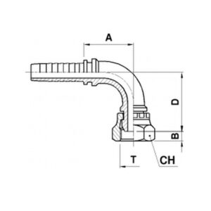 Hydraulic FEMALE 90 Deg  BSP 3/4 Inch - 5/8 Inch HOSE