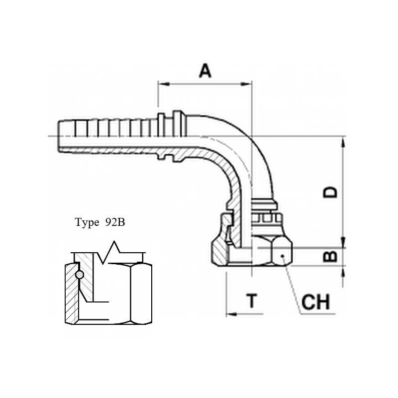 Hydraulic FEMALE 90 Deg BSP 1.1/4 Inch - 1.1/4 Inch HOSE