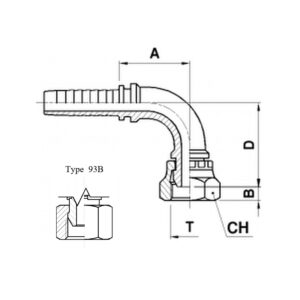 Hydraulic FEMALE 90 Deg  BSP 1/2 Inch - 1/2 Inch HOSE