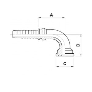 Hydraulic Fitting ELBOW 90 deg. SAE 6000 CODE 62 FLANGE 1/2 - 1/2 Inch
