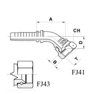 Hydraulic Elbow 45 Deg. Fitting JIC FEMALE 3/4 Inch - 1/2  Inch Hose