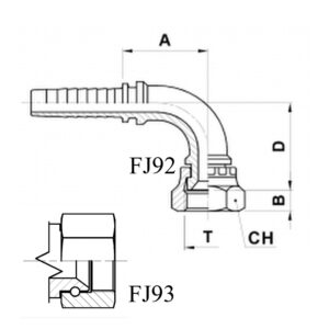 Hydraulic Elbow 90 Deg. Fitting JIC FEMALE 3/4 Inch - 1/2 Inch Hose