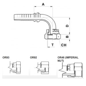 Hydraulic Fitting ORFS Elbow 90 deg. 3/8 Inch - 3/8 Inch Hose
