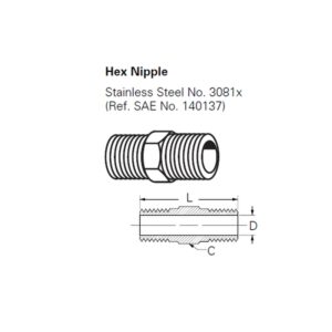 Hydraulic NIPPLE NPT Male 3/8 Inch - NPT Male 3/8 Inch