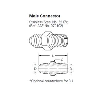 Hydraulic adaptor JIC Male 5/16 Inch - NPT Male 3/8 Inch