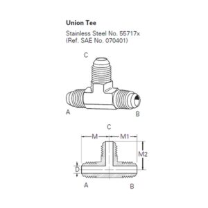 Hydraulic  adaptor TEE JIC male 1/4 Inch- JIC Male 1/4 Inch